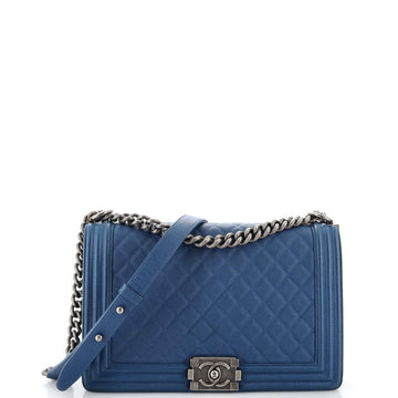 CHANEL Boy Flap Bag Quilted Caviar New Medium