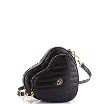 Interlocking G Heart Shoulder Bag Diagonal Quilted Leather Mini