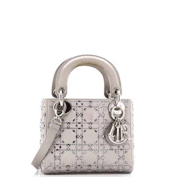 Lady Dior Bag Crystal Embellished Cannage Quilt Satin Mini