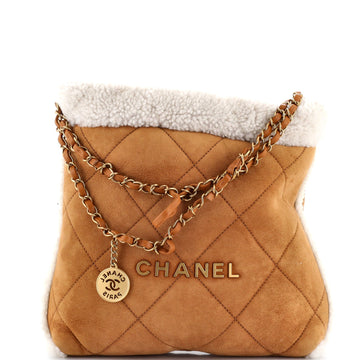 22 Chain Hobo Quilted Suede and Shearling Small