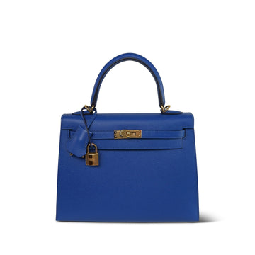 Kelly Sellier 25 Bleu Electrique leather  U Stamp