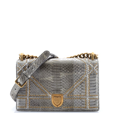 Diorama Flap Bag Embellished Python Small