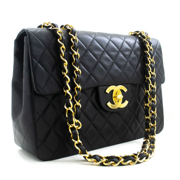 Top Quality Chanel Classic Large 13" New Chain Shoulder Bag Black Leather