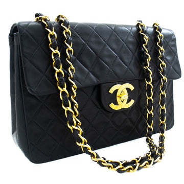 Top Quality Chanel Classic Large 13" New Chain Shoulder Bag Black Leather