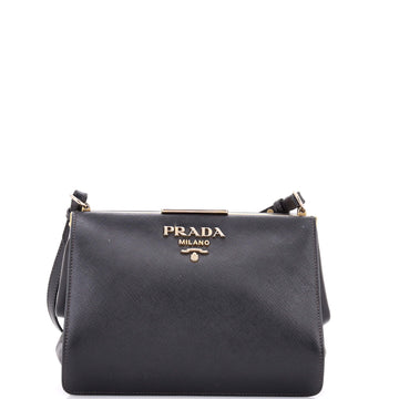 Light Frame Shoulder Bag Saffiano Leather Small