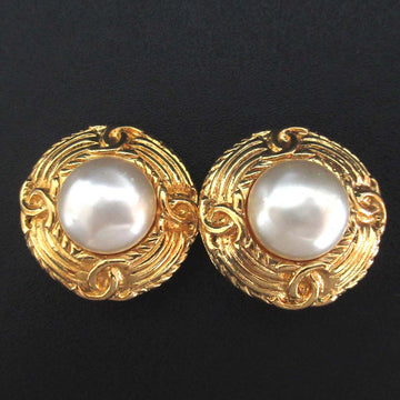 Chanel Coco Mark Faux Pearl Clip Earrings