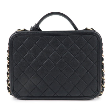 Top Quality Chanel CC Filigree Matelasse Leather Skin Shoulder Bag Black A93344