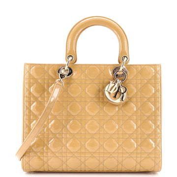 Lady Dior Bag Cannage Quilt Patent Large