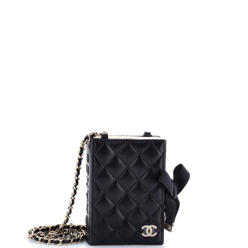 CC Book Card Holder with Chain Quilted Lambskin
