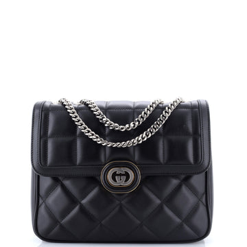 Deco Chain Flap Bag Mixed Matelasse Leather Small