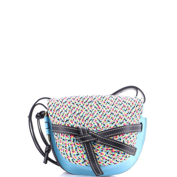 Gate Shoulder Bag Leather with Raffia Small