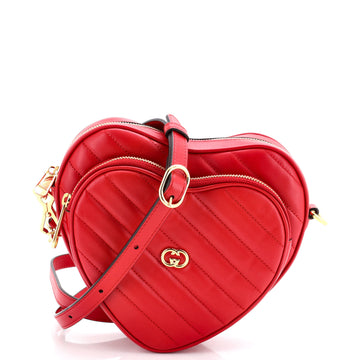 Interlocking G Heart Shoulder Bag Diagonal Quilted Leather Mini