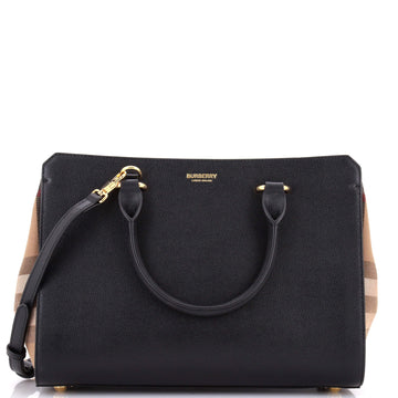Banwell Tote Leather and House Check Canvas Small