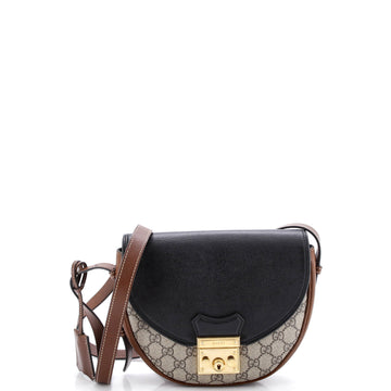 Padlock Saddle Shoulder Bag GG Coated Canvas and Leather Small