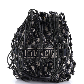 Drawstring Net Tote Diorissimo Canvas and Leather