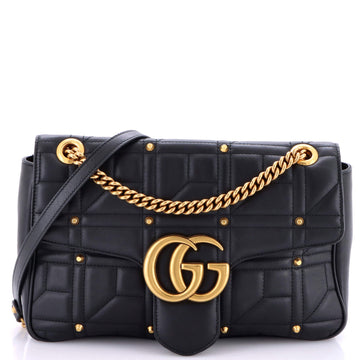 GG Marmont Flap Bag Studded Matelasse Leather Medium