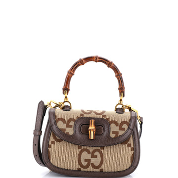 Bamboo 1947 Top Handle Bag Jumbo GG Canvas Small