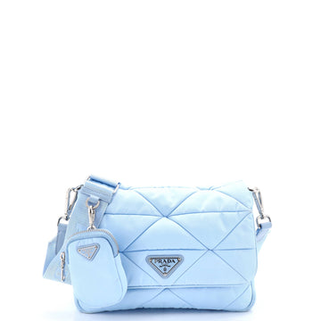Padded Flap Shoulder Bag Quilted Tessuto