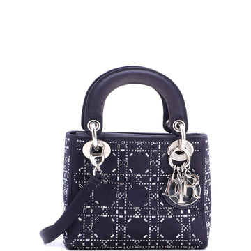 Lady Dior Bag Crystal Embellished Cannage Quilt Satin Mini