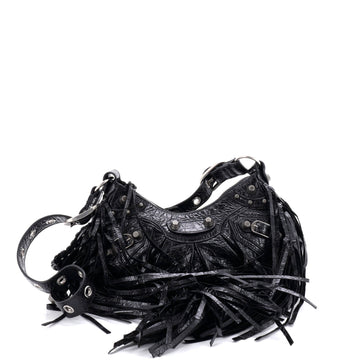 Le Cagole Giant Studs Fringe Shoulder Bag Leather XS
