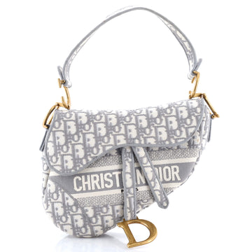 Saddle Handbag Logo Embroidered Oblique Canvas Medium