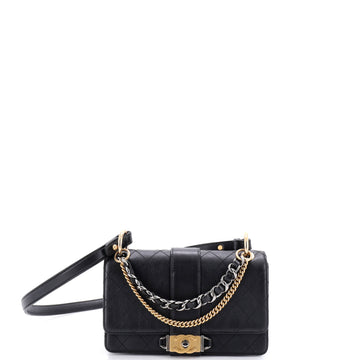 CC Chain Flap Shoulder Bag Quilted Calfskin Small