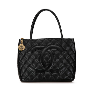 Top Quality Chanel Leather Medallion Tote Black