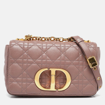 Dior Old Rose Cannage Leather Small Caro Shoulder Bag