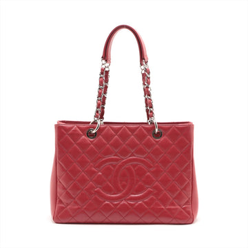 Top Quality Chanel GST Leather S Tote Top Bag Red Silver Gold  17th