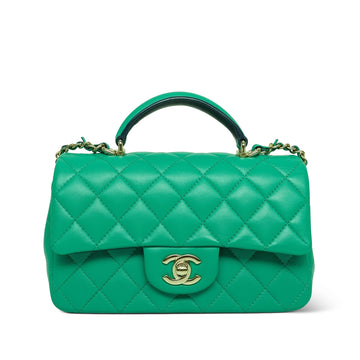Green/Navy leather Quilted Mini Top Handle LGHW