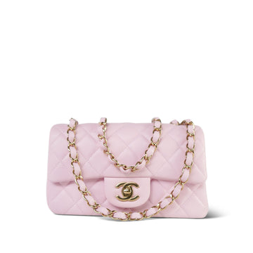 24S leather Quilted Mini Rectangular Flap Light Gold Hardware
