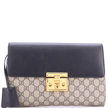 Padlock Clutch GG Canvas and Leather Large