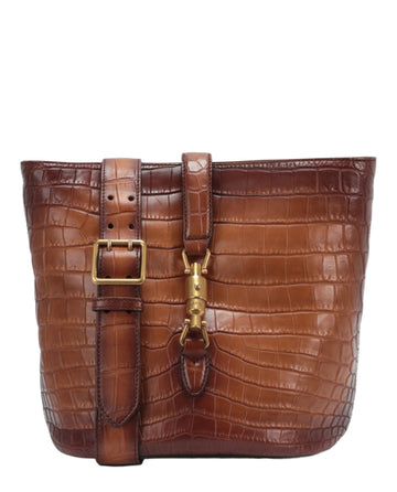 Gucci Womens Jackie Crocodile Bucket Bag