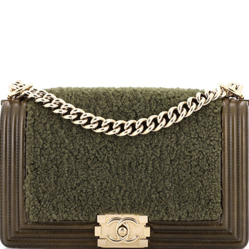 Boy Flap Bag Shearling with Leather Old Medium