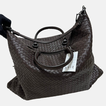 Bottega Veneta Maxi Convertible Tote Bag Hobo Milk Chocolate Brown Leather Two-way Carry 50cm