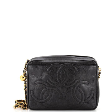 CHANEL Vintage Triple CC Camera Bag Caviar Small
