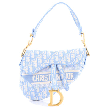 Saddle Handbag Logo Embroidered Oblique Canvas Medium