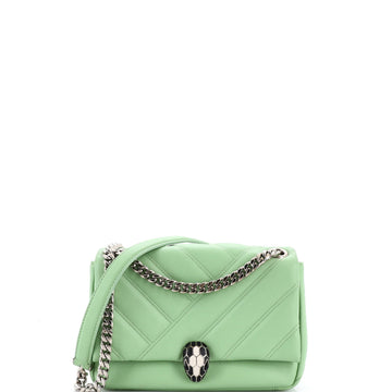 Serpenti Cabochon Shoulder Bag Diagonal Quilted Leather Small