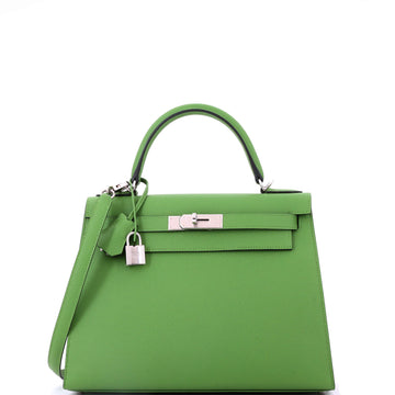 Kelly Handbag Vert Yucca Epsom with Palladium Hardware 28
