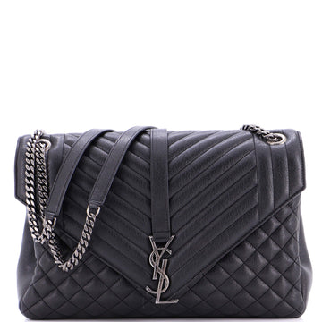 Classic Monogram Envelope Satchel Mixed Matelasse Leather Large