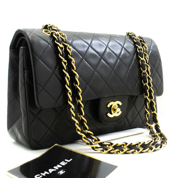 Top Quality Chanel Classic Double New 10" Chain Shoulder Bag Black Leather