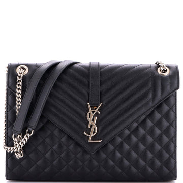 Classic Monogram Envelope Satchel Mixed Matelasse Leather Large