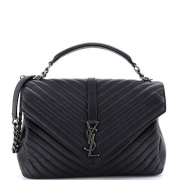 Classic Monogram College Bag Matelasse Chevron Leather Large