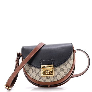 Padlock Saddle Shoulder Bag GG Coated Canvas and Leather Small