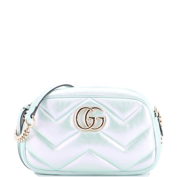 GG Marmont Shoulder Bag Chevron Iridescent Leather Small