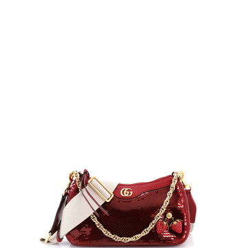 Strawberry Ophidia Shoulder Bag Sequins Small