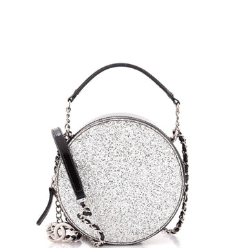 Evening On The Moon Round Evening Bag Glittered PVC with Patent Mini