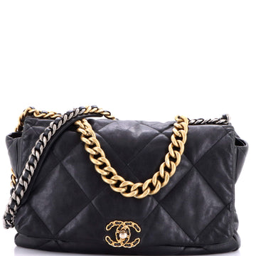 19 Flap Bag Quilted Leather Maxi
