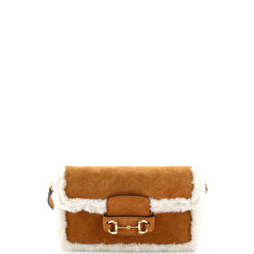 Horsebit 1955 Shoulder Bag Suede with Shearling Mini