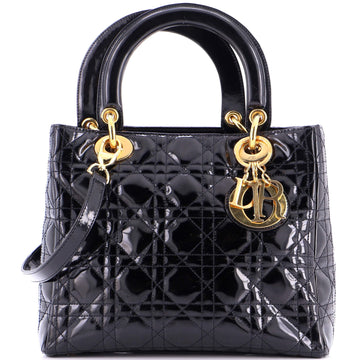 Vintage Lady Dior Bag Cannage Quilt Patent Medium